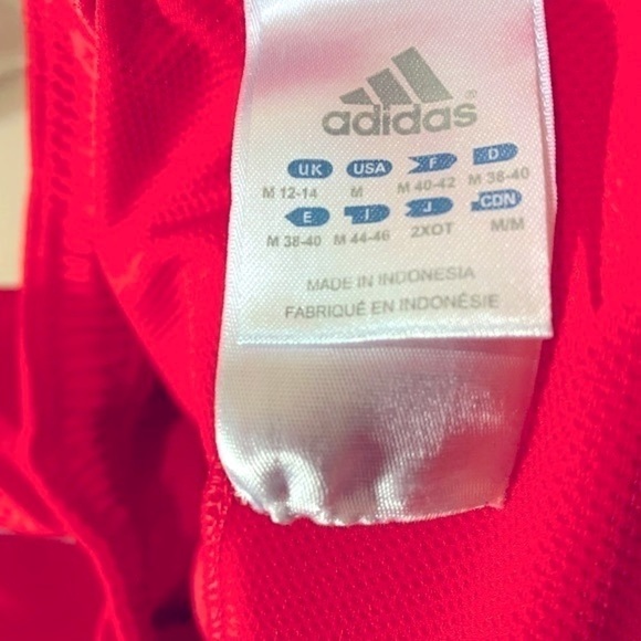 ADIDAS 3 Stripes Running Athletics Shorts Coral Red Elastic Drawstrings waist M - Picture 10 of 12